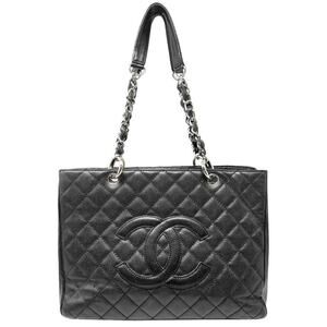 Chanel Grand Shopper Tote Black Caviar Leather‎ GST CC Quilted Tote